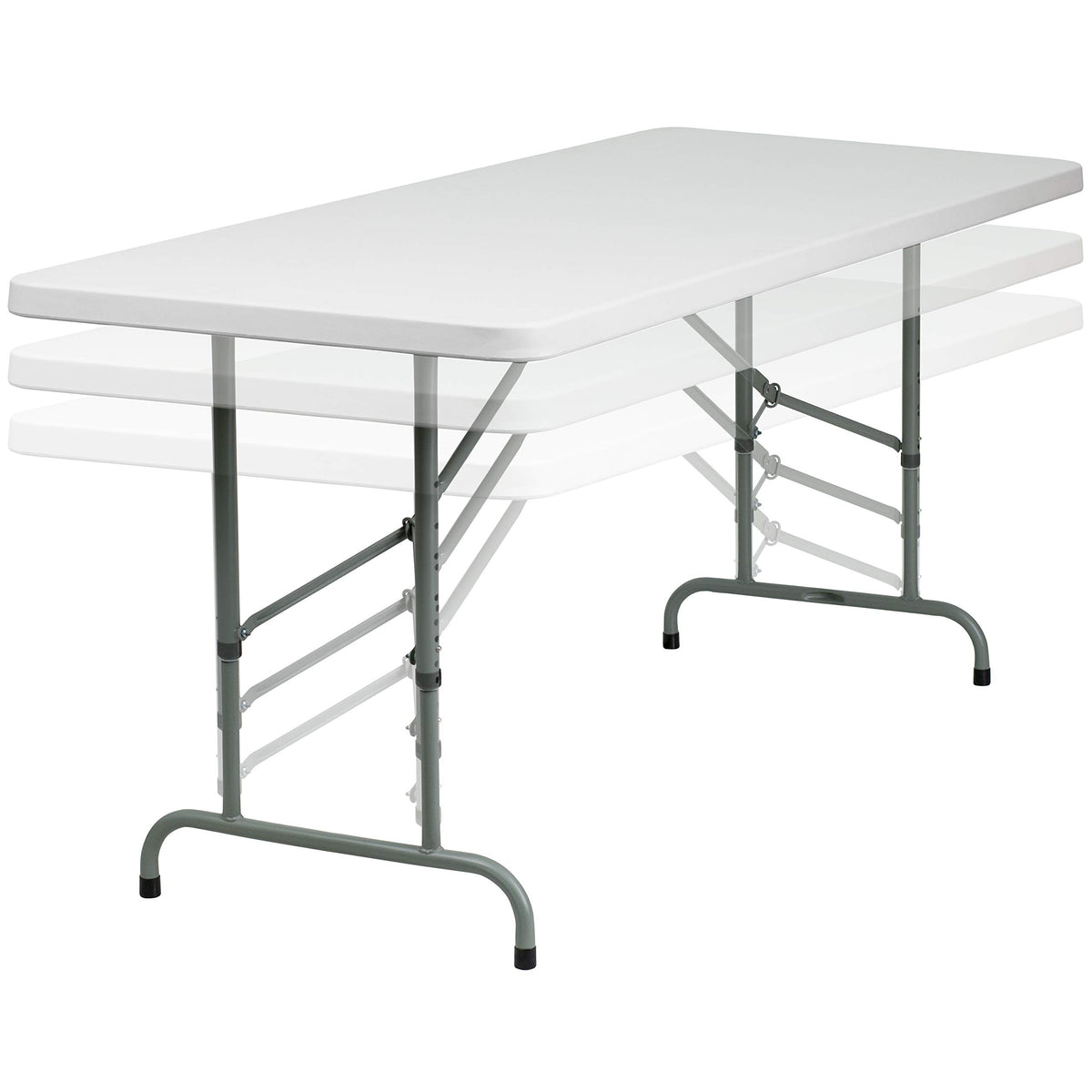 6-Foot Height Adjustable Granite White Plastic Folding Table D474233