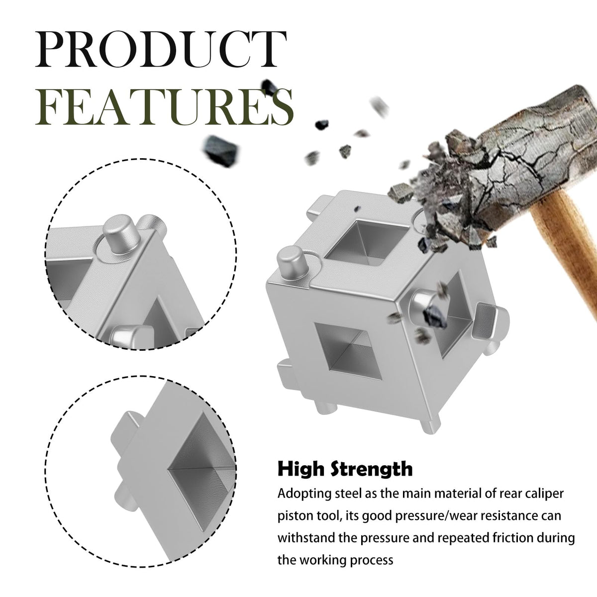 Brake Caliper Compression Tool with 3/8" Square Drive Hole Q90707