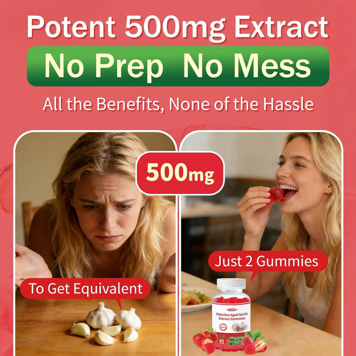 Aged Garlic Extract Gummies Strawberry Flavor T8044