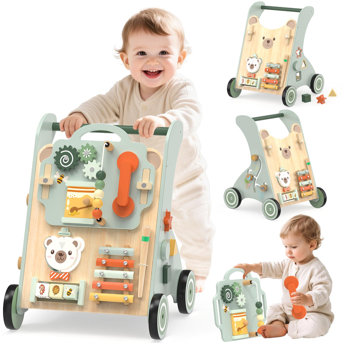Wooden Sit-to-Stand Baby Walker N3022