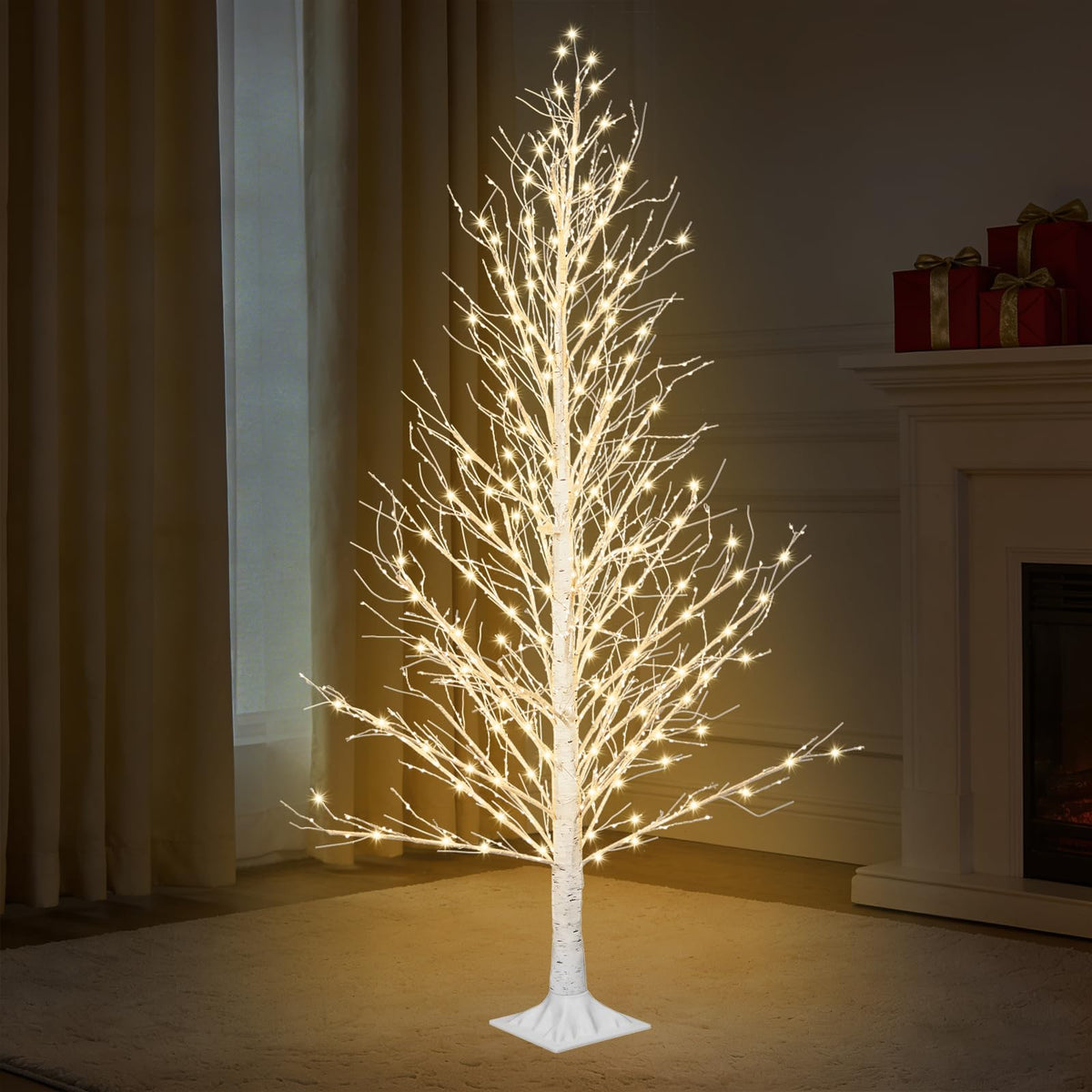 6FT LED Lighted Birch Tree with Timer IP44 Waterproof A104910