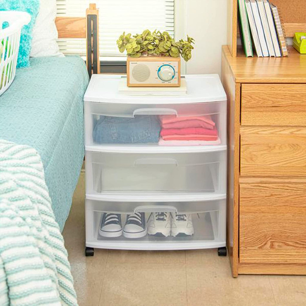 Plastic Storage Drawer Cart with 3 Clear Drawers C634641