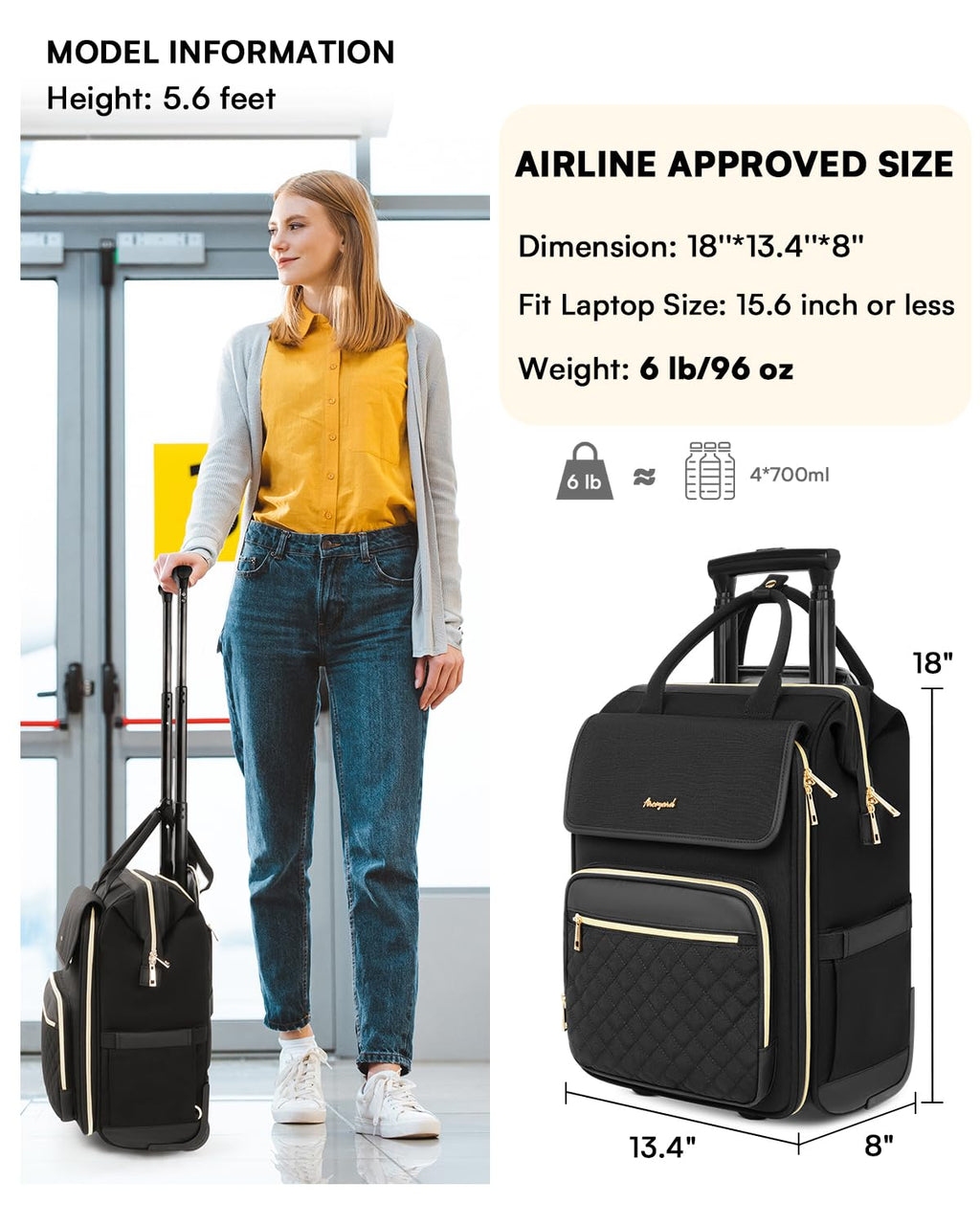 Rolling Laptop Backpack with Wheels A15850
