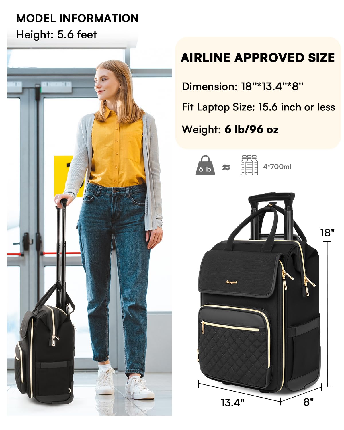 Rolling Laptop Backpack with Wheels A15850
