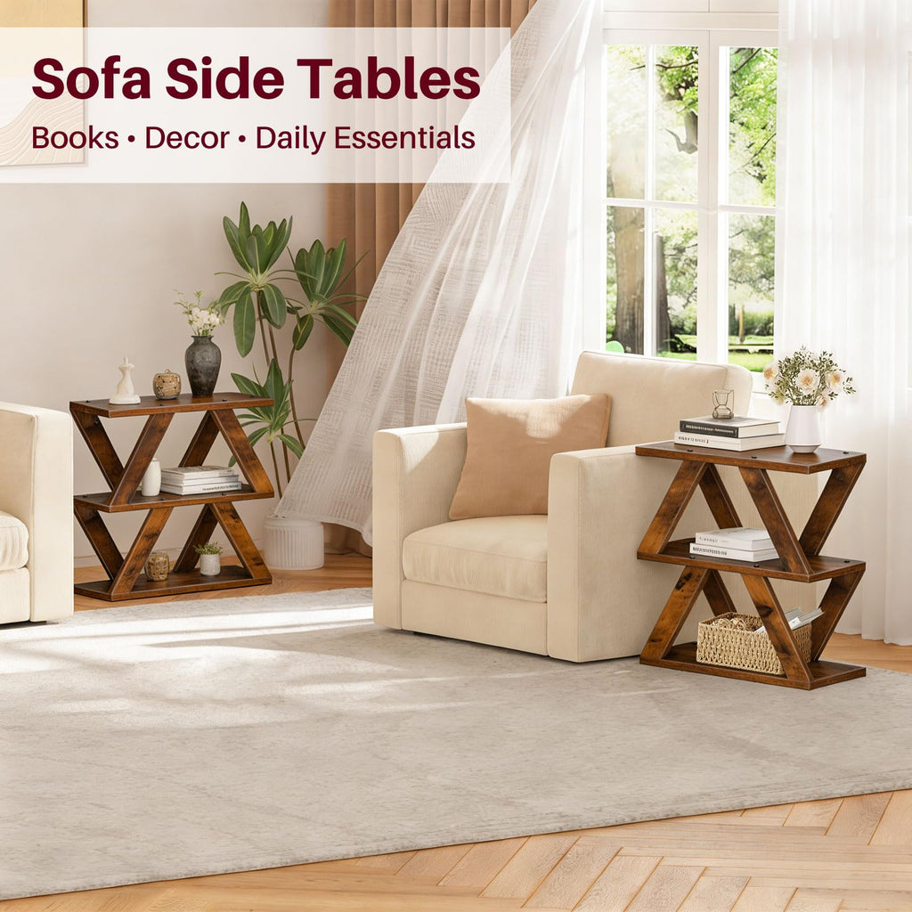 3 Tier Side Table with Storage Shelves W53762