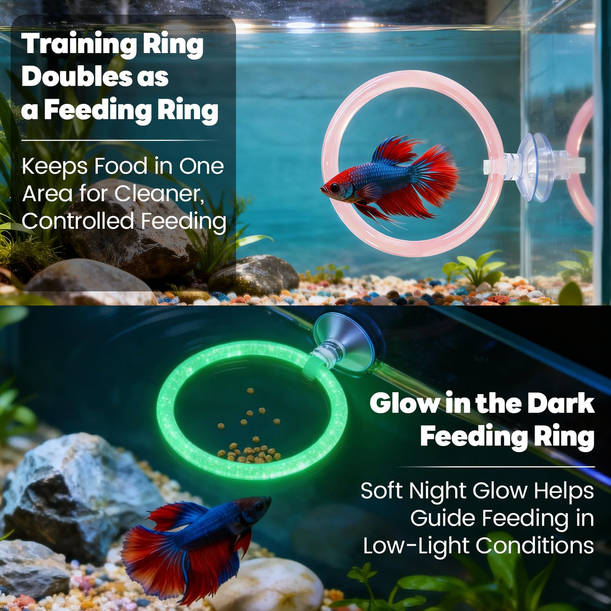 Betta Fish Tunnel Hammock Mirror Floating Ball 2 Training Ring Toys I9460