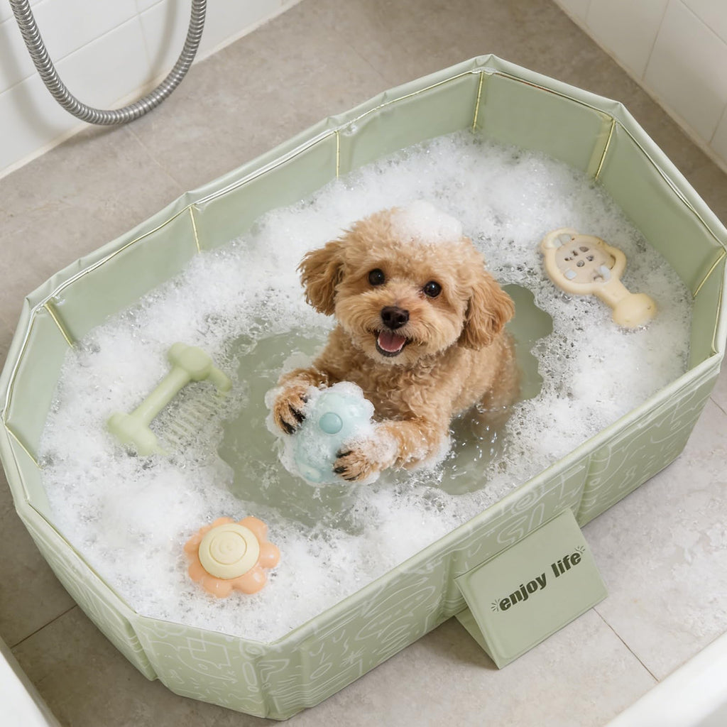 Foldable Pet Bath Pool 29.5×17.7 Inches Green F5950