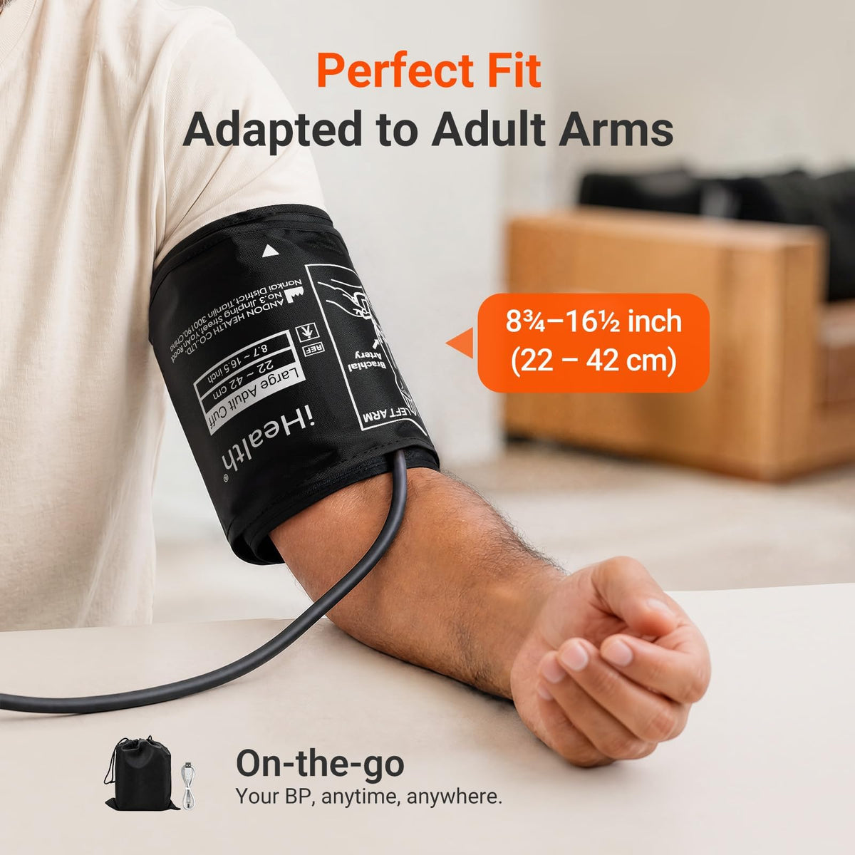 Bluetooth Upper Arm Blood Pressure Monitor with Large Cuff D1230