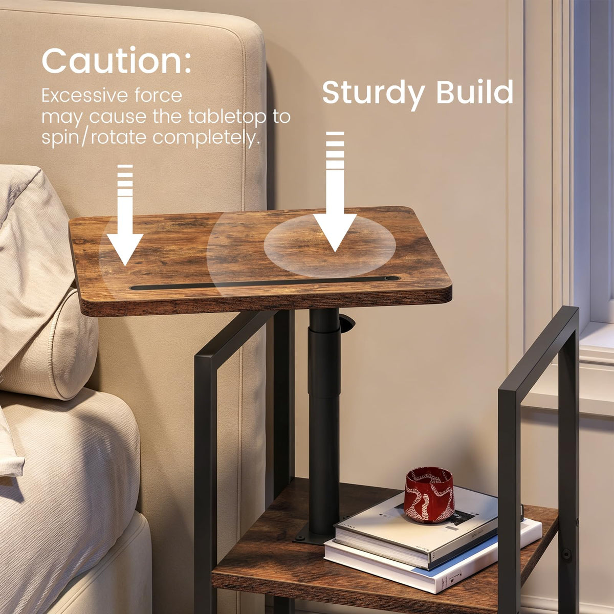360° Swivel 3-Tier Side Table with Storage O151