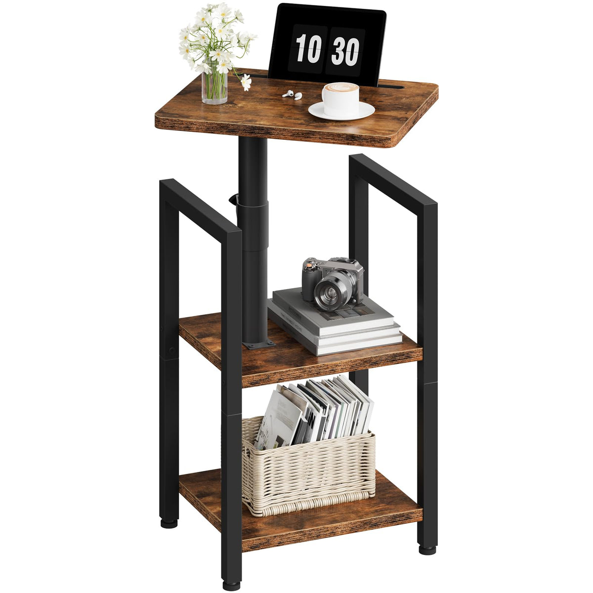 360° Swivel 3-Tier Side Table with Storage O151