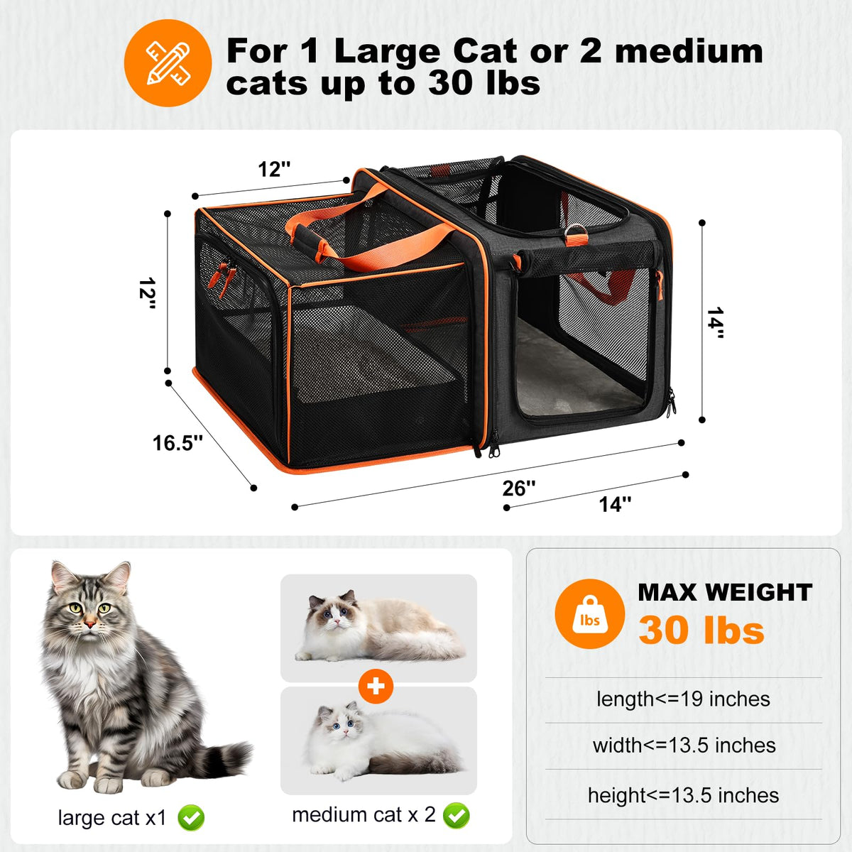 Expandable Large Cat Carrier C176