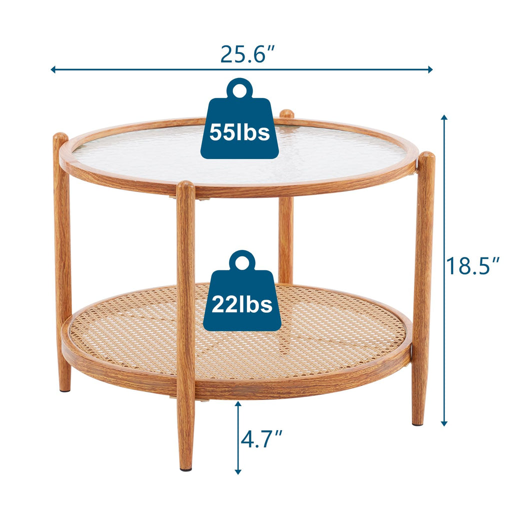 Round Glass Rattan Coffee Table U9888