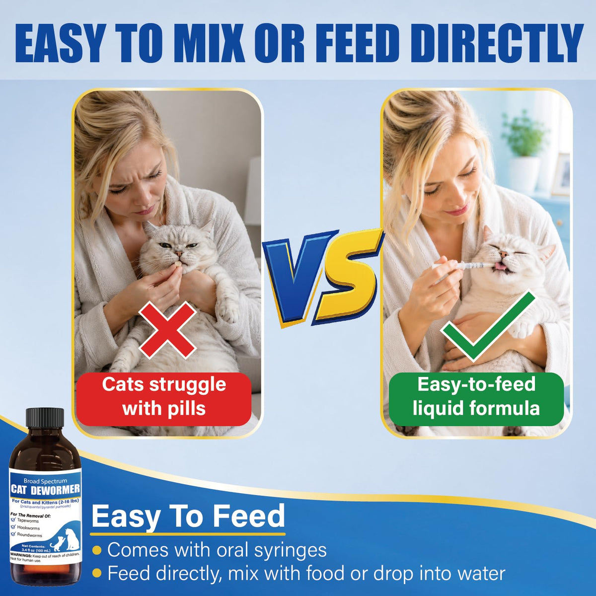 Cat Dewormer Liquid 100 mL with Oral Syringe J237