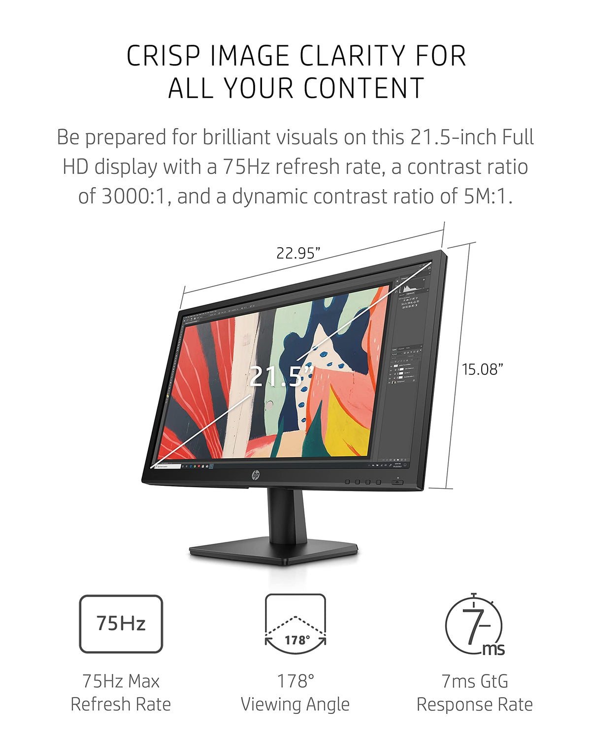 21.5-inch FHD 75Hz VA Monitor with HDMI & VGA Ports I12845