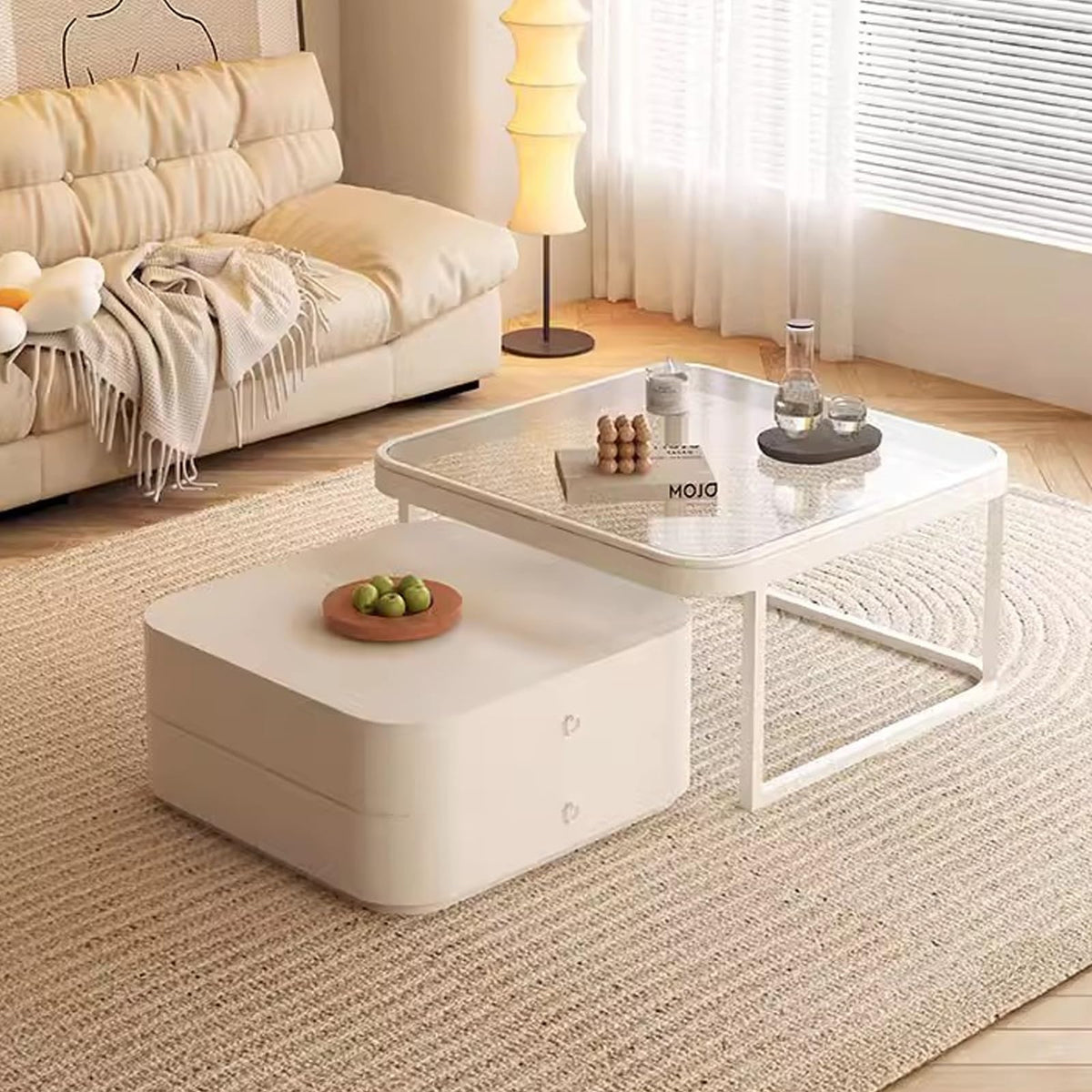 Brown Square Glass Nesting Coffee Table Set of 2 Y96744