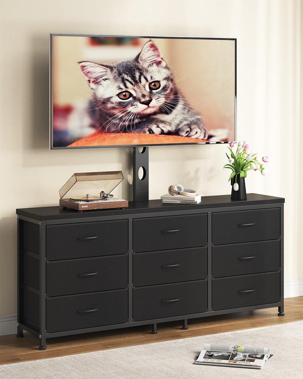 TV Stand with Mount and 9 Fabric Drawers Y45269