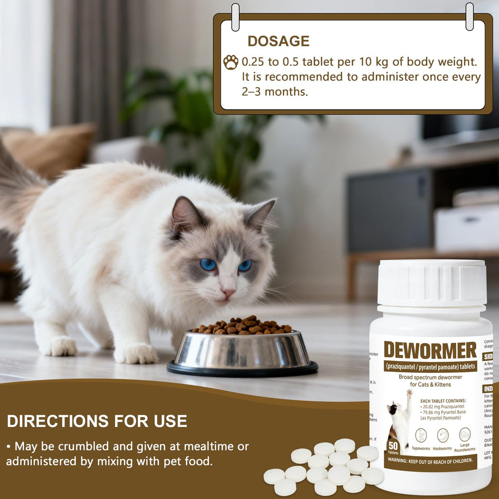 Broad-Spectrum Dewormer for Cats & Kittens, 50 Tablets G57295