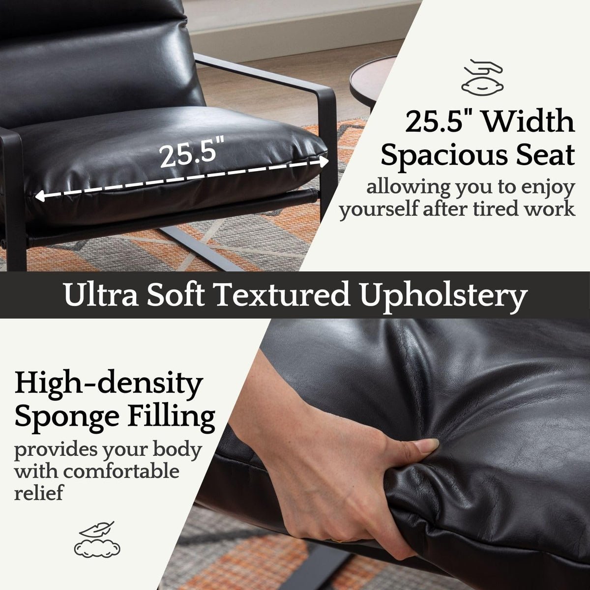Black PU Leather Accent Armchair S11685