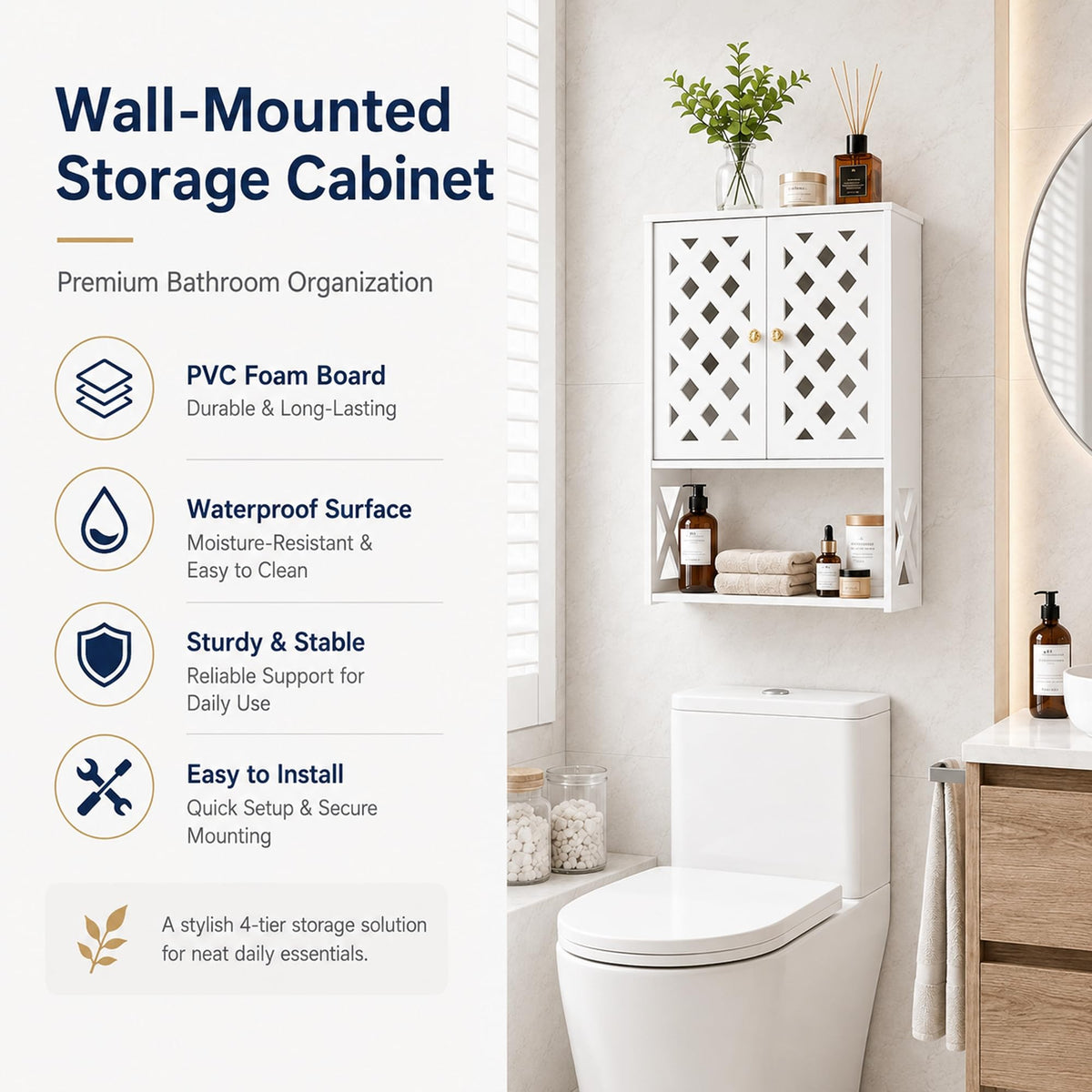 Bathroom Medicine Cabinet with 2 Doors K467