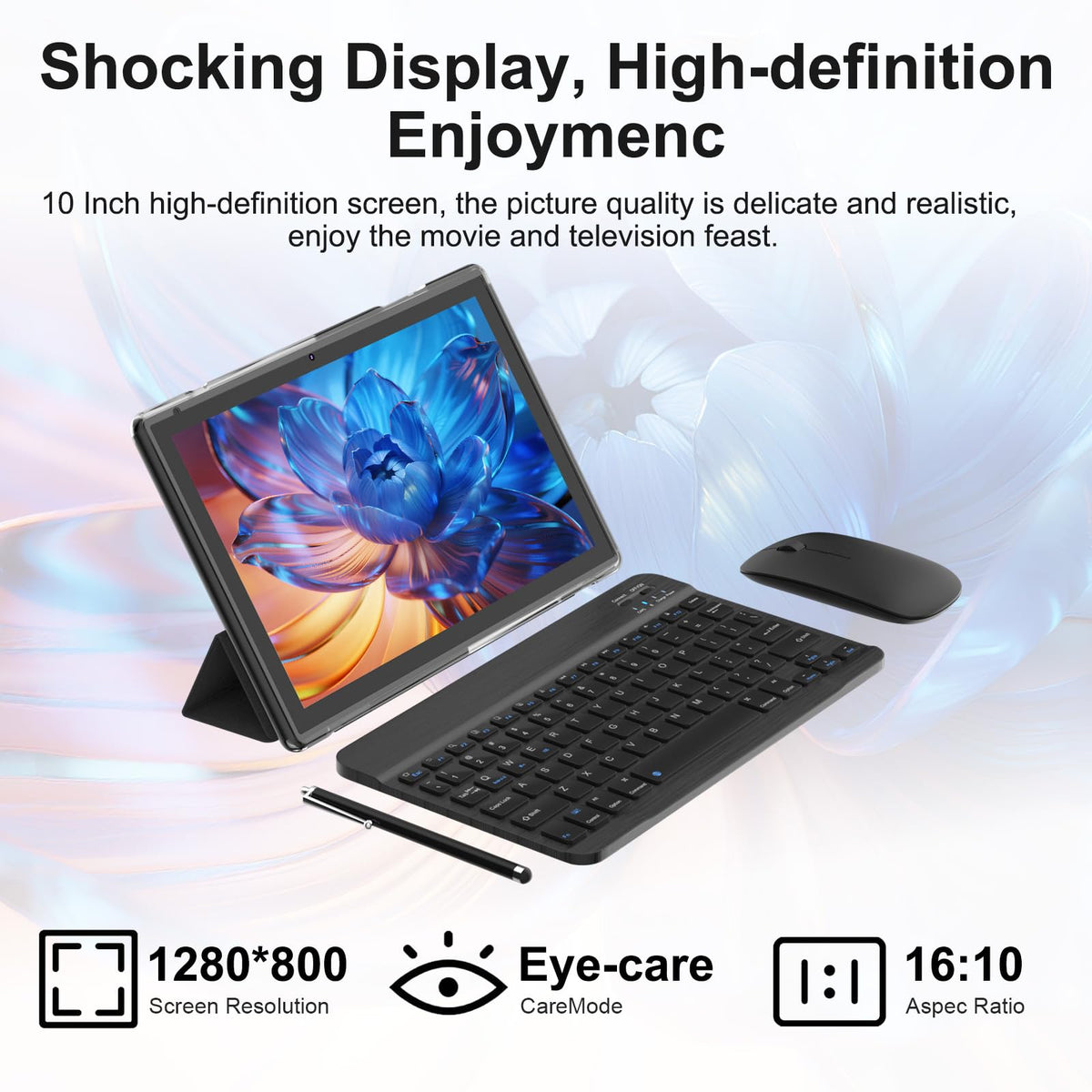 Android 14 2 in 1 Tablet with Keyboard 10 inch 8GB+64GB Black N823971