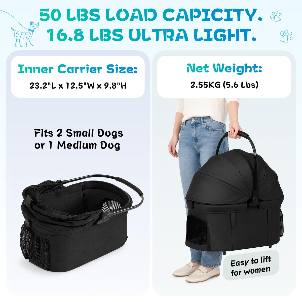 3-in-1 Pet Stroller Black B753