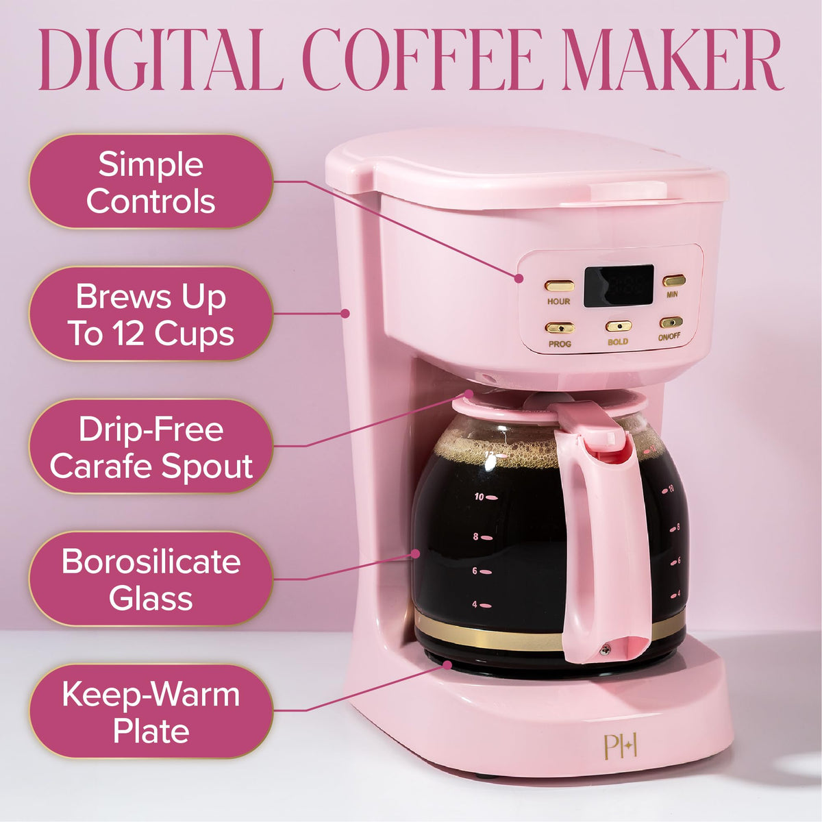 12-Cup Programmable Drip Coffee Maker with Glass Carafe Z651760