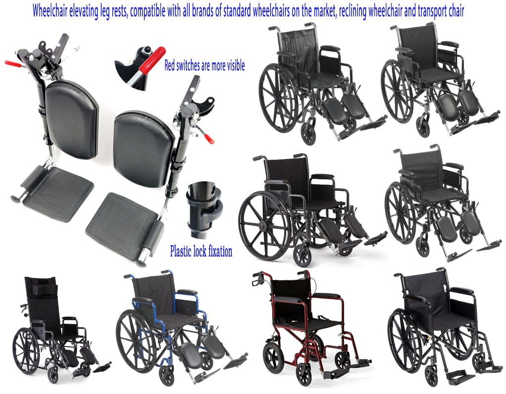 Wheelchair Elevating Leg Rests with Padded Calf Pad and Composite Footplates, 1 Pair M408