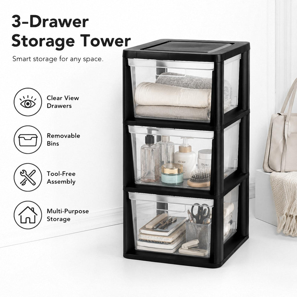 3-Drawer Plastic Storage Tower O378989