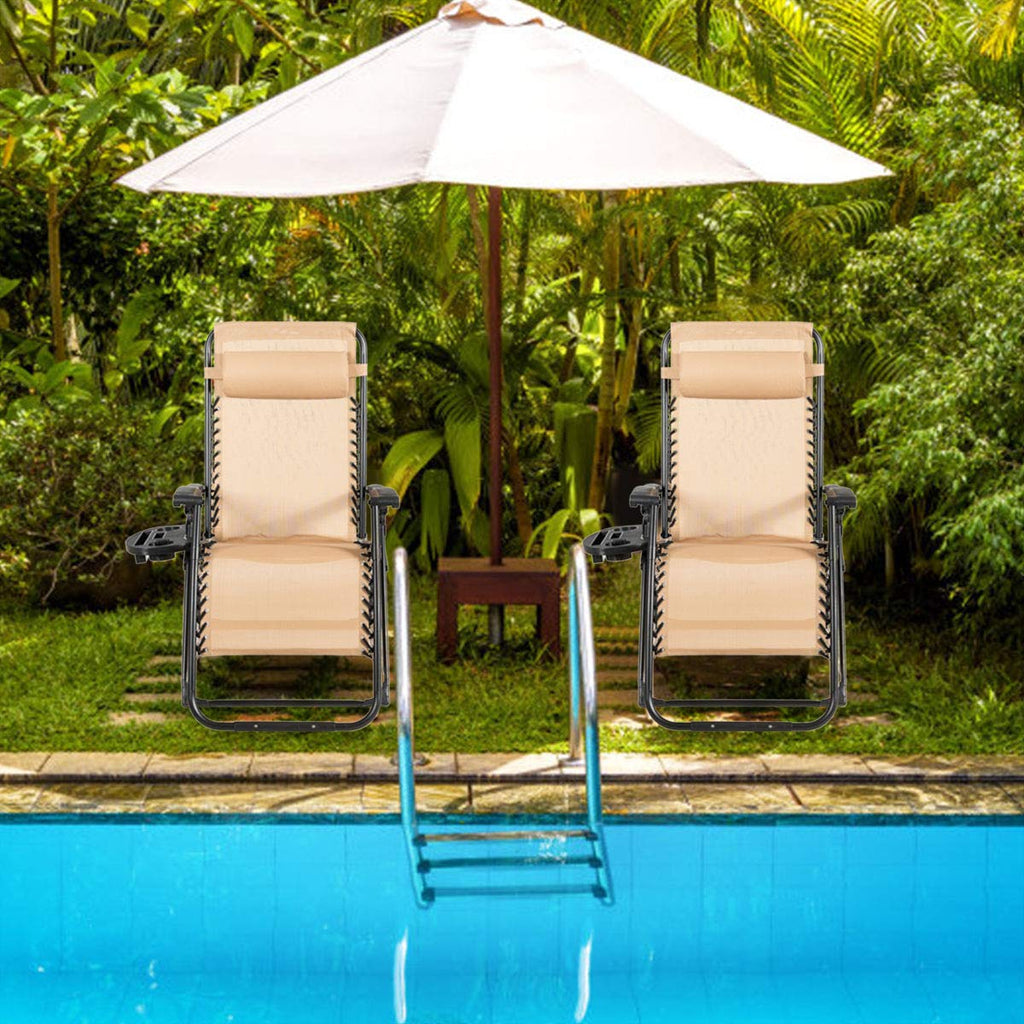 Oversized Zero Gravity Chair with Cup Holder & Detachable Headrest E30953