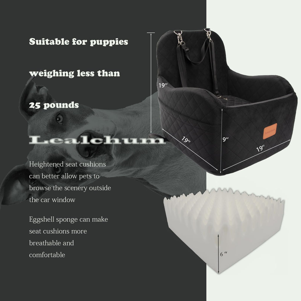 Dog Booster Car Seat for Small/Medium Dogs Up to 35lbs, Black, Medium K3279