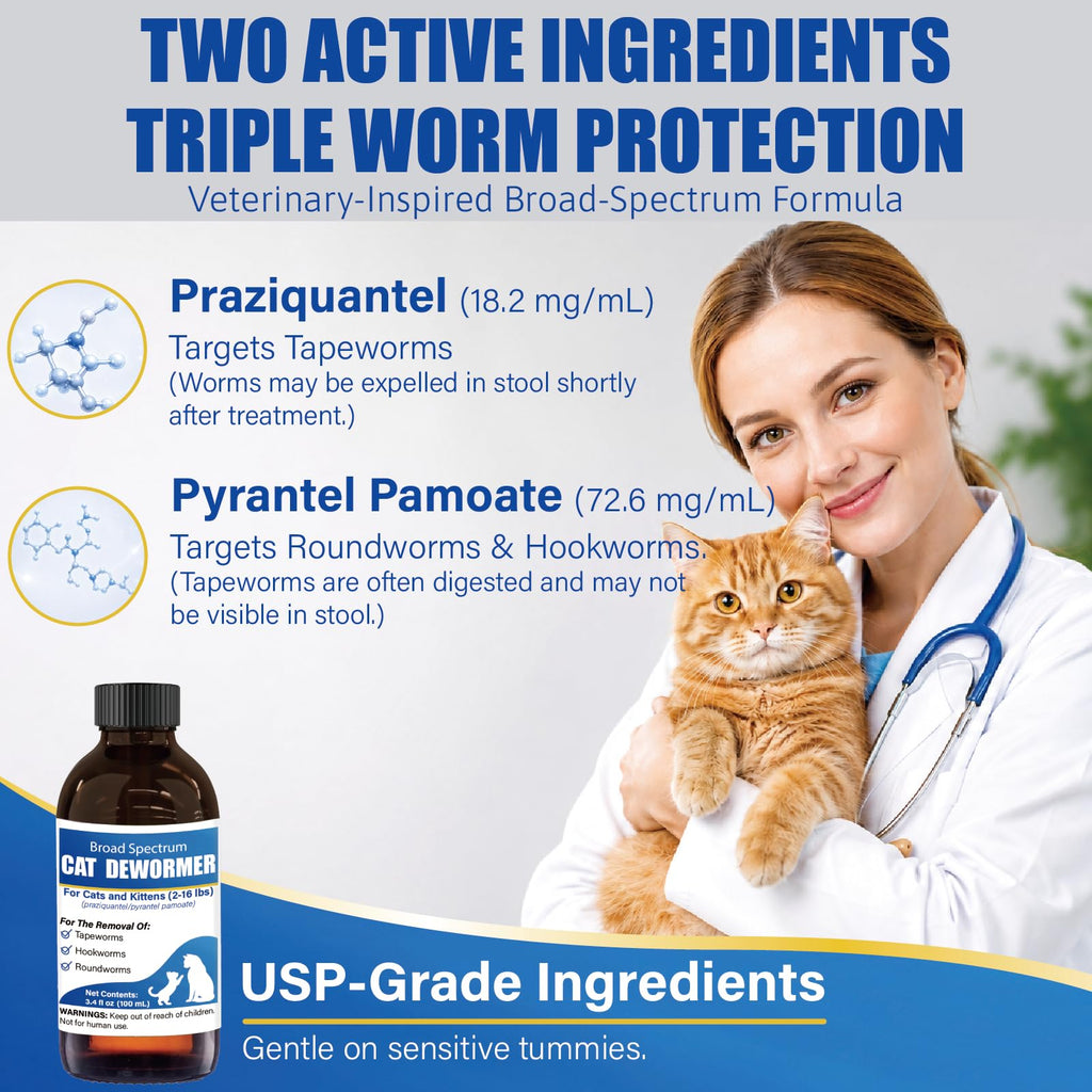 Cat Dewormer Liquid 100 mL with Oral Syringe J237