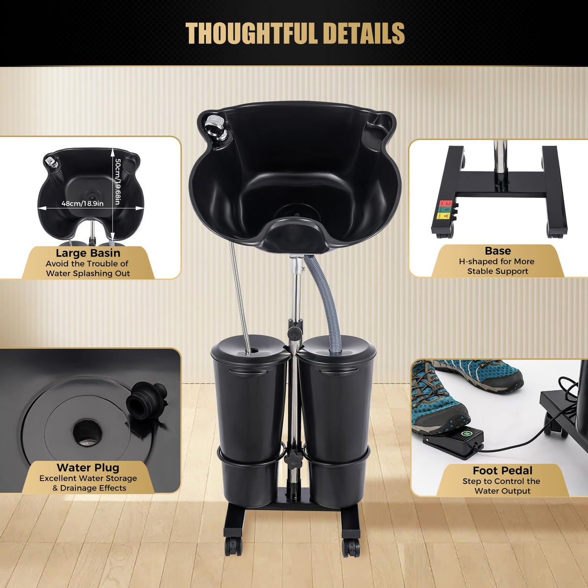 Portable Adjustable Shampoo Bowl with Electric Pump U9634