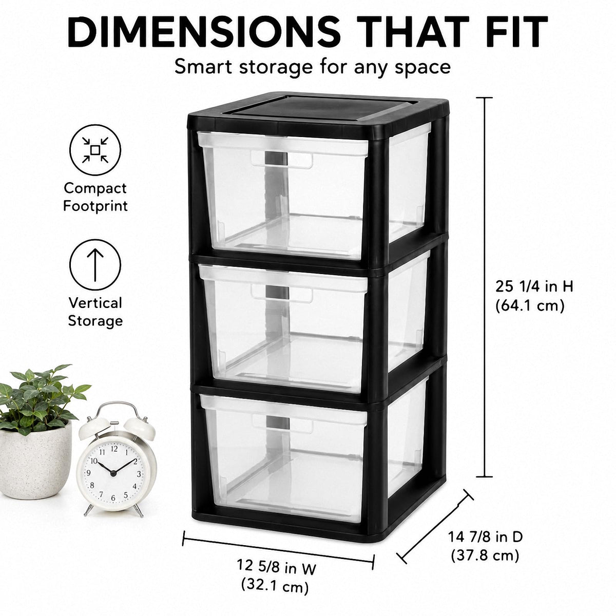 3-Drawer Plastic Storage Tower O378989