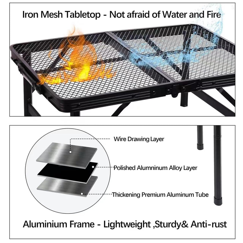 Portable Small Folding Metal Camping Table 23” x 15” K324