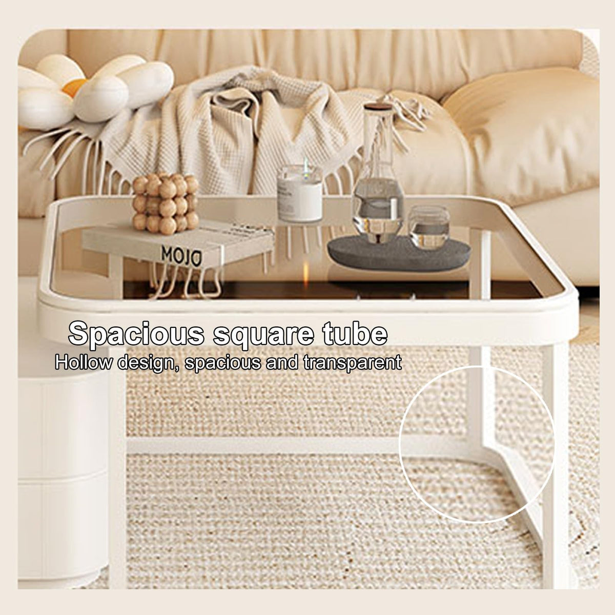 Brown Square Glass Nesting Coffee Table Set of 2 Y96744