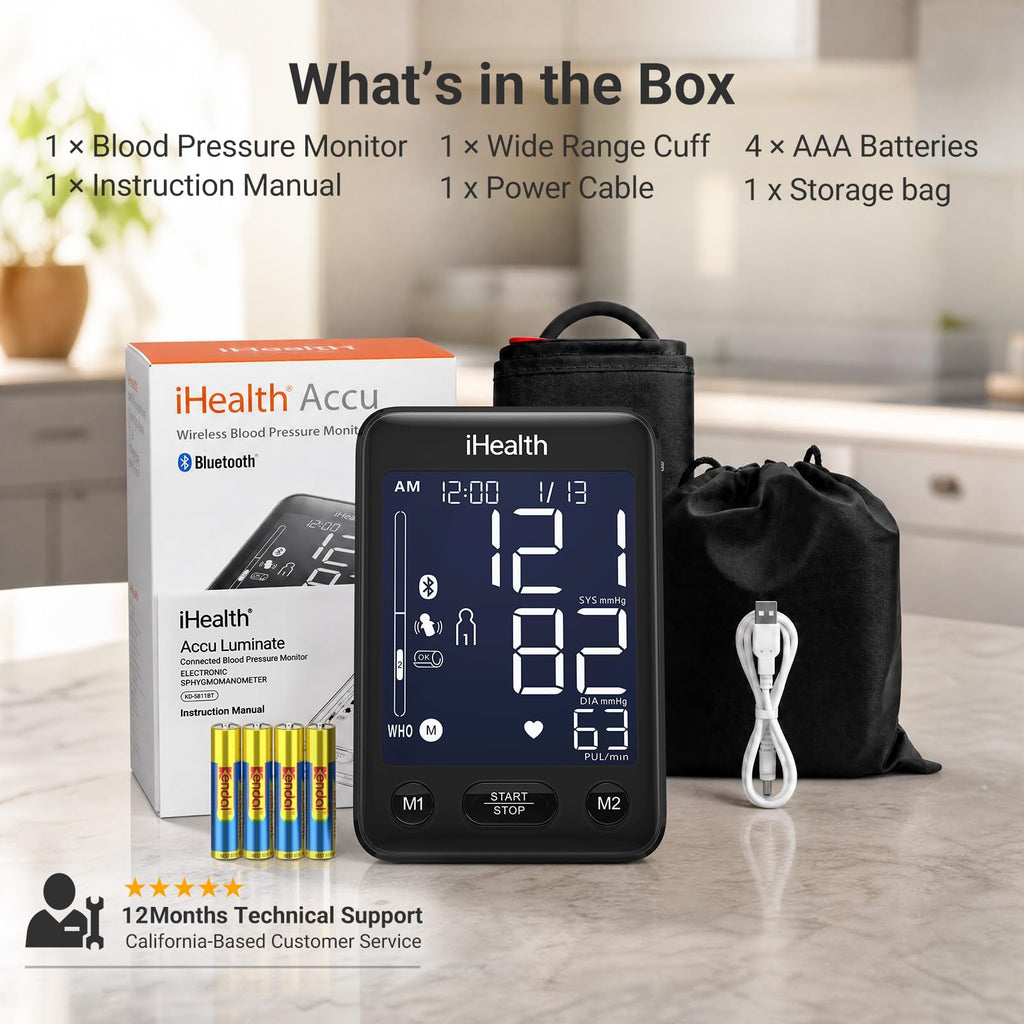 Bluetooth Upper Arm Blood Pressure Monitor with Large Cuff D1230
