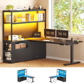 57" L Shaped Standing Desk with Storage Hutch G602347
