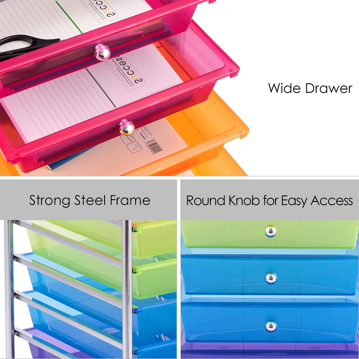 10 Drawer Rolling Storage Cart with Wheels W542