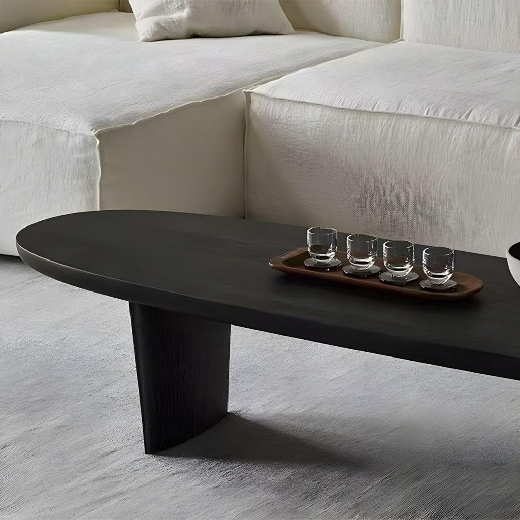 Black Wood Oval Coffee Table 59" L x 19" W x 16" H J72873