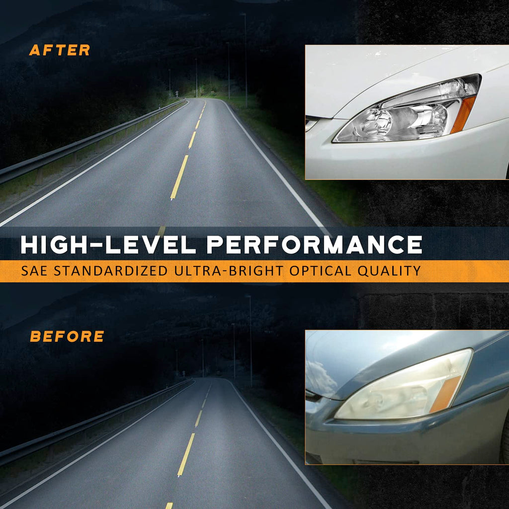 Headlights for 2003-2007 Honda Accord Chrome Housing Amber Reflector Left+Right N6181
