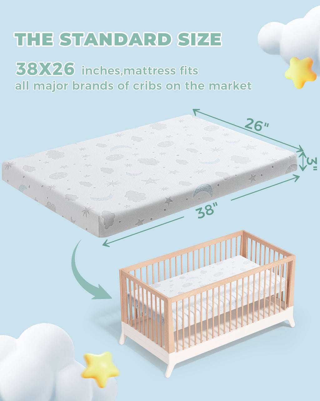 38x26'' Breathable Soft Plush Memory Foam Pack and Play Mattress S457