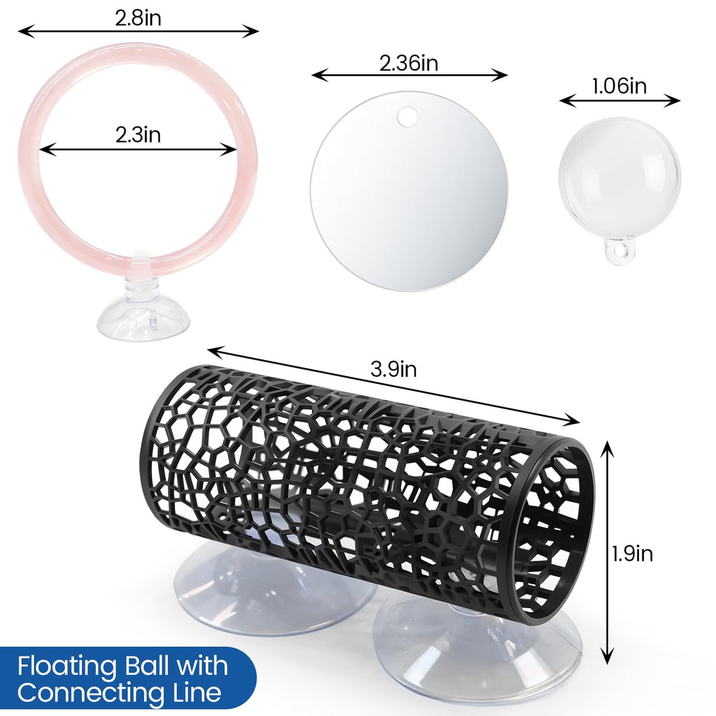 Betta Fish Tunnel Hammock Mirror Floating Ball 2 Training Ring Toys I9460