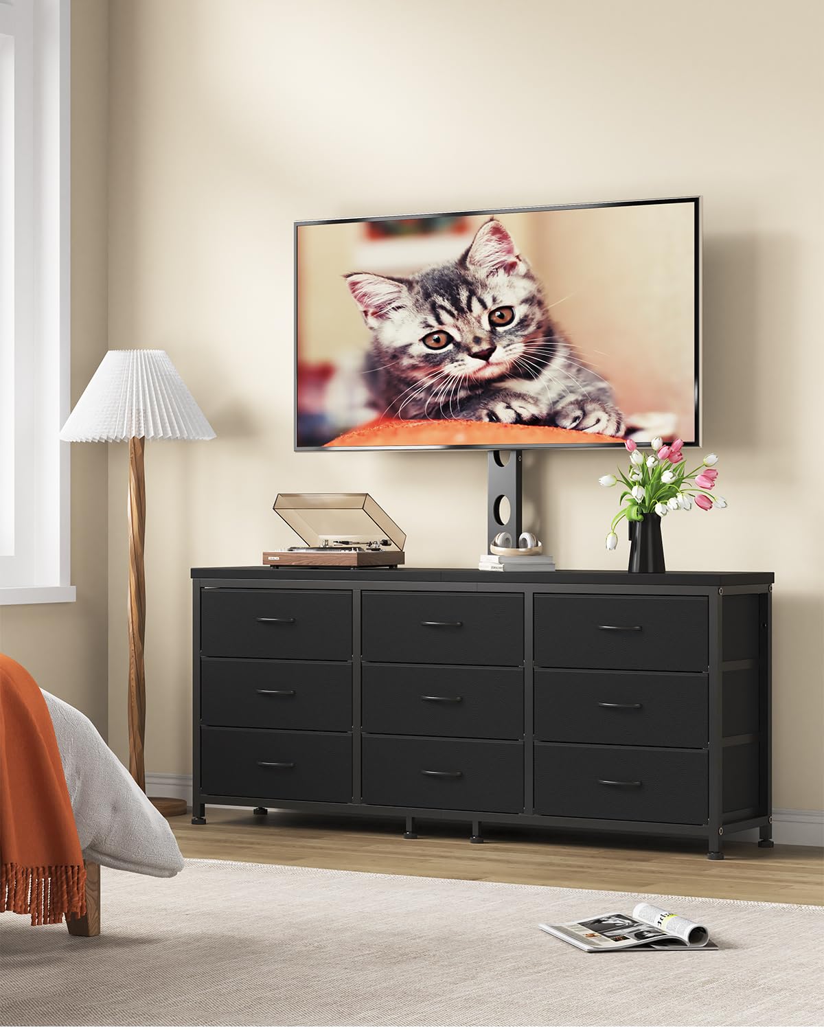 TV Stand with Mount and 9 Fabric Drawers Y45269
