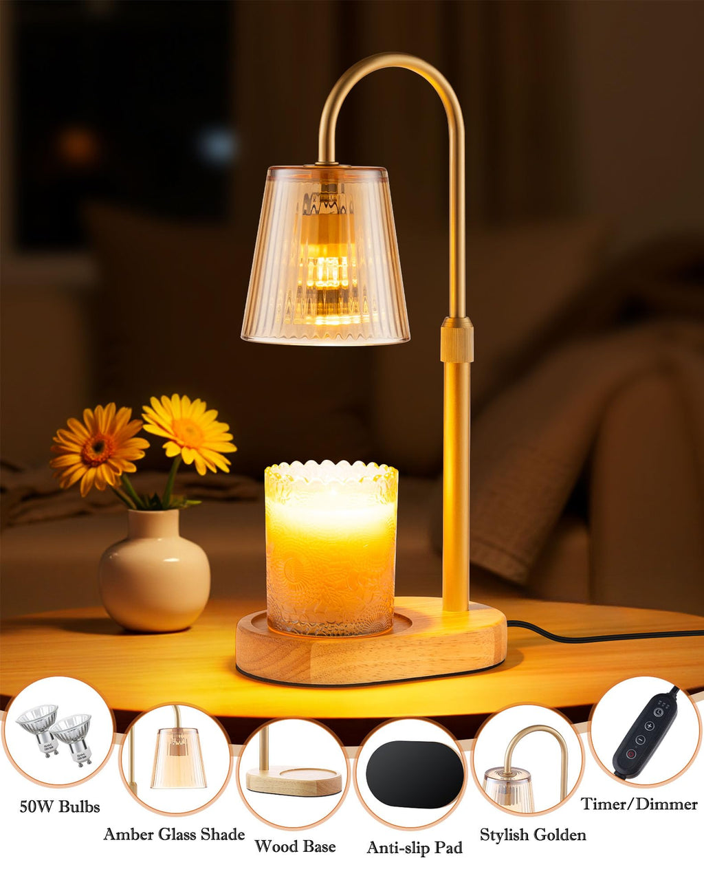Adjustable Candle Warmer Lamp with Timer W355128