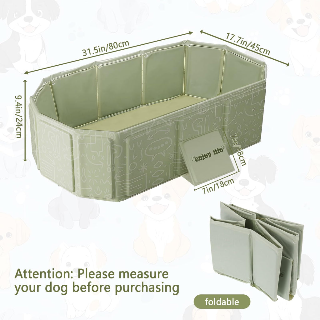 Foldable Pet Bath Pool 29.5×17.7 Inches Green F5950