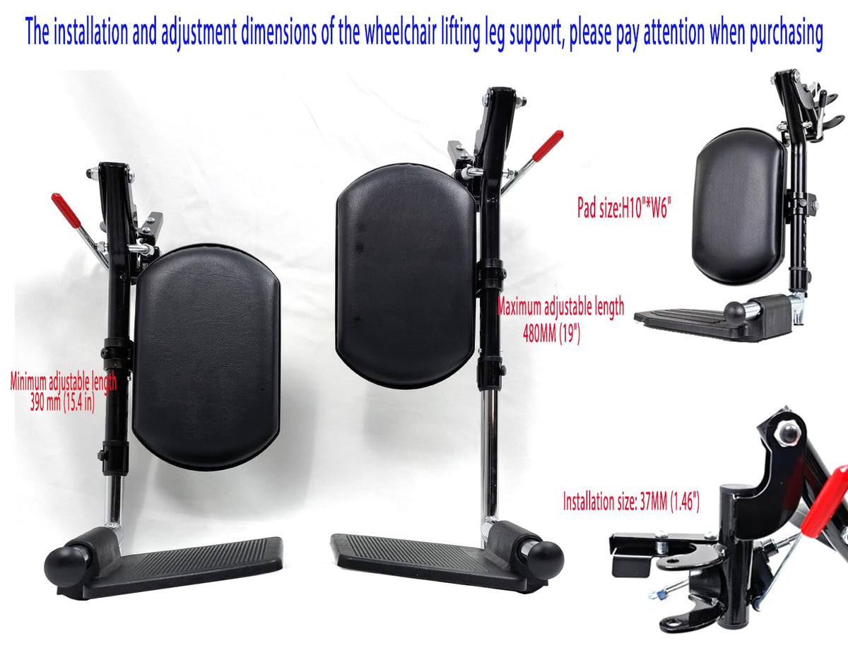 Wheelchair Elevating Leg Rests with Padded Calf Pad and Composite Footplates, 1 Pair M408