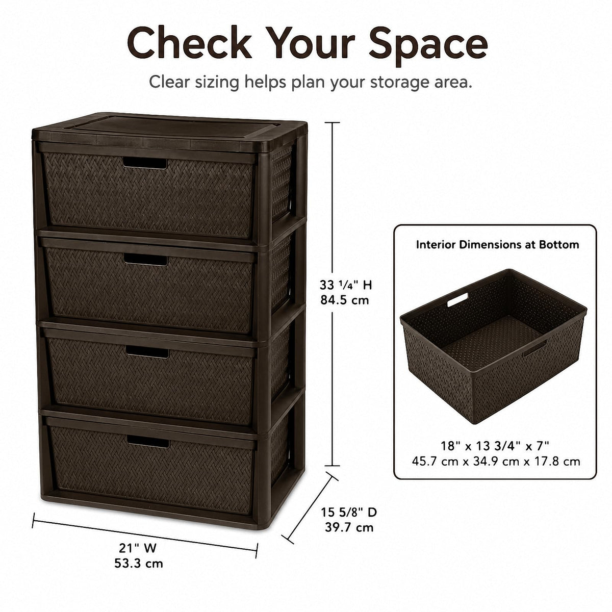 Brown 4 Drawer Plastic Storage Organizer O9968