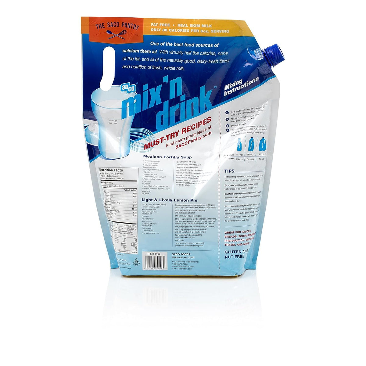 Instant Skim Milk, Fat-Free, High Calcium and Protein, Makes 20 Quarts F609672