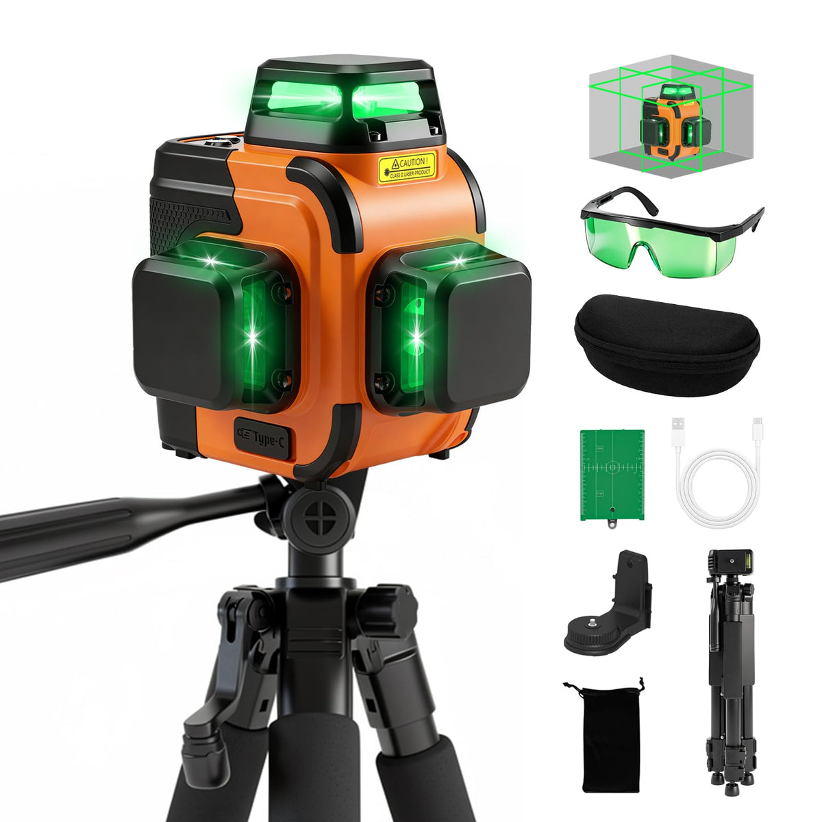 3x360° Self Leveling Laser Level with Tripod Y6181