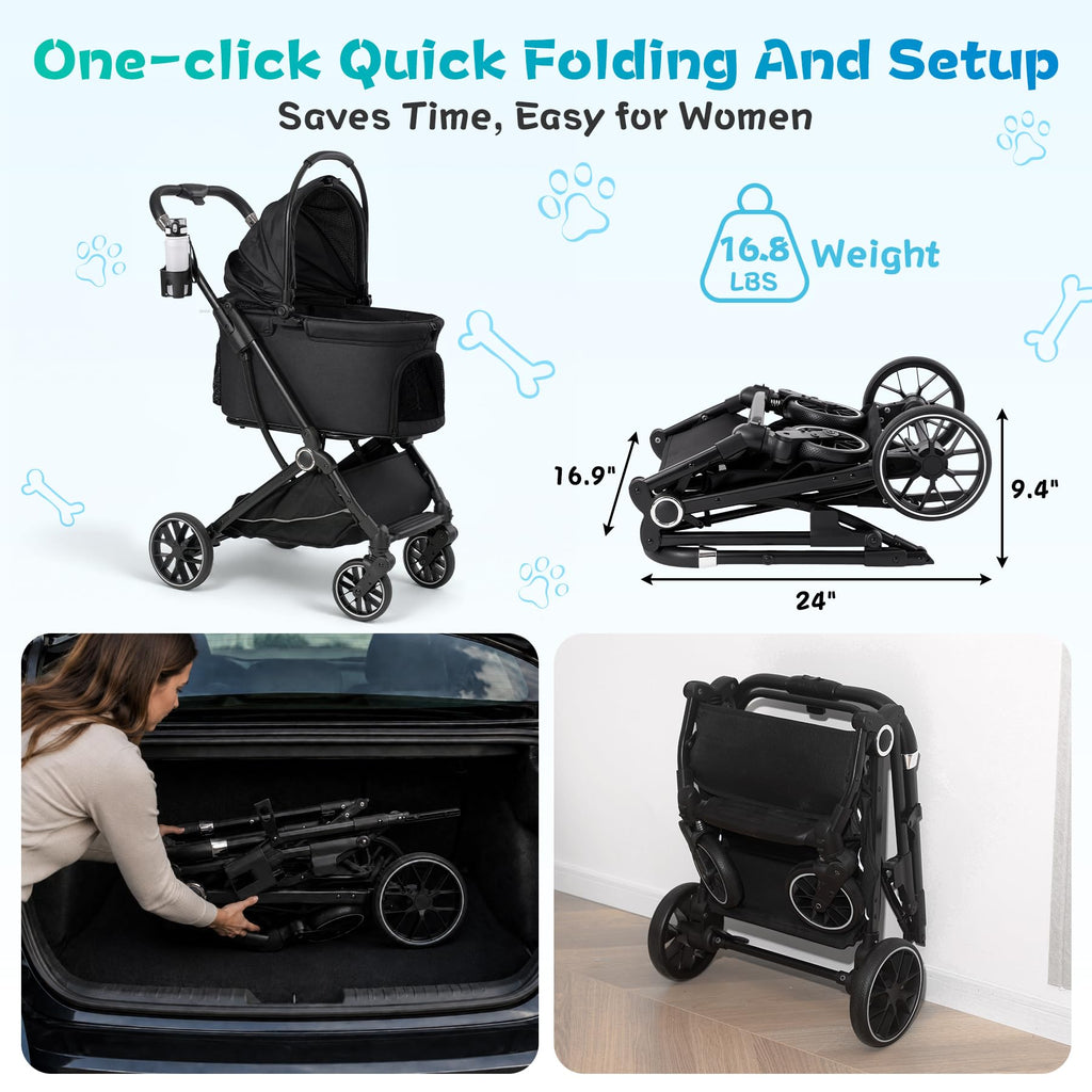 3-in-1 Pet Stroller Black B753